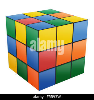 TOURS, Francia - 21 settembre 2014: il cubo di Rubik, un 3D combinazione rompicapo inventato nel 1974, su sfondo bianco. Foto Stock