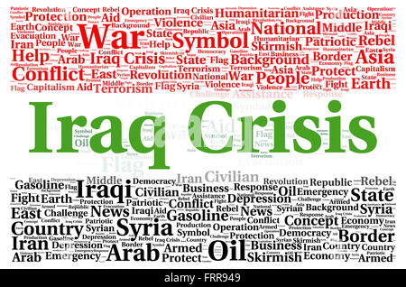 Crisi in Iraq parola cloud concetto di forma Foto Stock