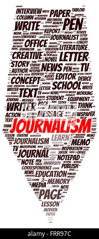 Il giornalismo word cloud concetto di forma Foto Stock