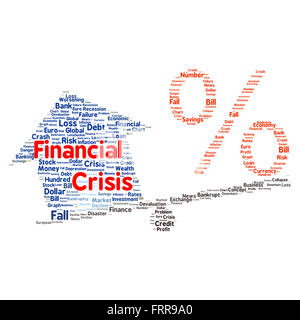 Crisi finanziaria parola cloud concetto di forma Foto Stock