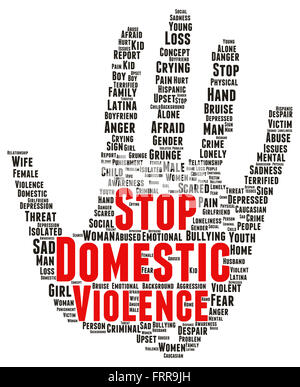 Fermare la violenza domestica word cloud concetto di forma Foto Stock