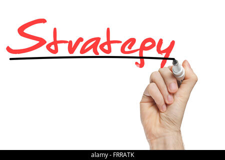 La scrittura a mano strategia su una lavagna bianca - concetto di business Foto Stock