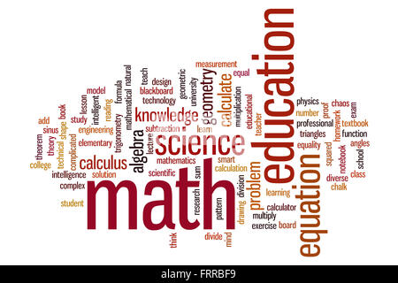 Concetto di matematica parola Sfondo nuvola Foto Stock