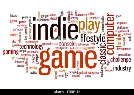 Indie concetto di gioco word Sfondo nuvola Foto Stock