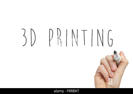 La scrittura a mano la stampa 3D su una lavagna bianca Foto Stock