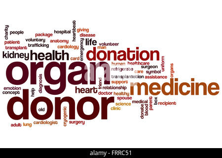 Donatore di organi concetto parola Sfondo nuvola Foto Stock