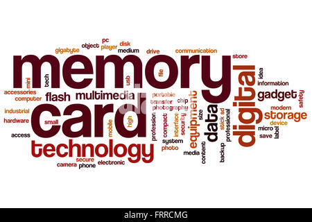 Scheda di memoria parola concetto cloud con storage flash tag correlati Foto Stock