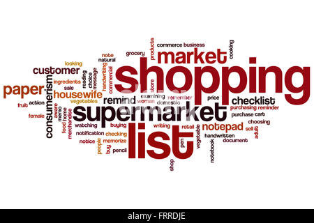 Shopping list parola concetto di cloud Foto Stock