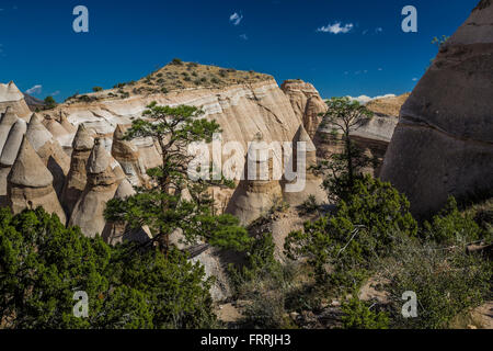 Paesaggio di scogliere e canyon visto dallo Slot Canyon Trail a tenda Kasha-Katuwe Rocks National Monument, Nuovo Messico, STATI UNITI D'AMERICA Foto Stock