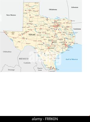 Road map del americano dello Stato federale in Texas Illustrazione Vettoriale