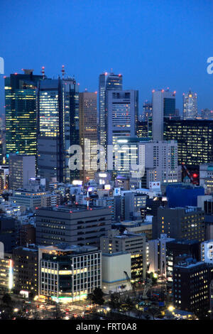 Giappone, Tokyo, Shiodome, skyline, grattacieli, Foto Stock