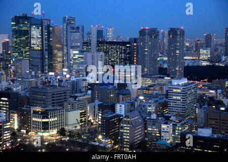 Giappone, Tokyo, Shiodome, skyline, grattacieli, Foto Stock