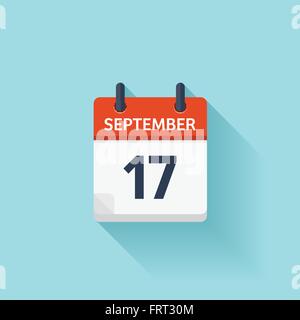 Settembre 17. Vettore giornalmente piatti icona calendario. Data e ora del giorno, del mese. Vacanza. Illustrazione Vettoriale