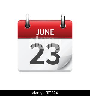 Giugno 23. Vettore giornalmente piatti icona calendario. Data e ora del giorno, del mese. Vacanza. Illustrazione Vettoriale