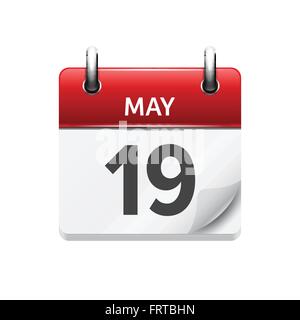 Maggio 19 . Vettore giornalmente piatti icona calendario. Data e ora del giorno, del mese. Vacanza. Illustrazione Vettoriale