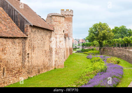 La muraglia difensiva, Obernai, Bas Rhin, Alsace Francia Foto Stock