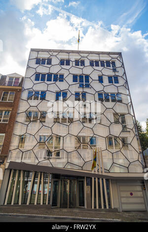 Moderno edificio residenziale nella famosa area di Sablon di Bruxelles downtown, Belgio Foto Stock