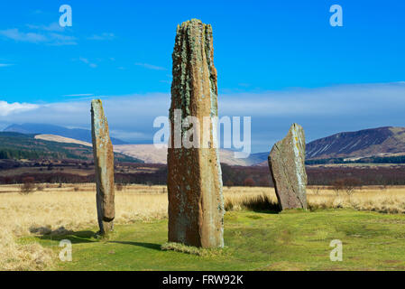 Pietre permanente su Machrie Moor, Isle of Arran, North Ayrshire, in Scozia UK Foto Stock