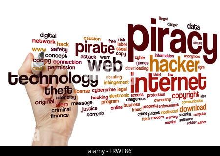 Concetto di pirateria parola Sfondo nuvola Foto Stock