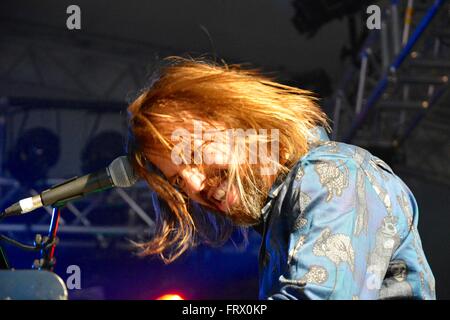 Fixi parte di Winston e Fixi, Womad 2015, Charlton Park, Wiltshire, Inghilterra. Foto Stock