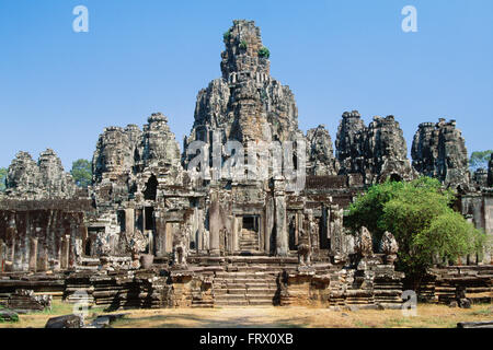 Vista del tempio Bayon, Angkor Thom, (i templi di Angkor) Cambogia Foto Stock