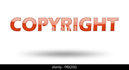 Il copyright del testo con lettere rosse e shadow. Foto Stock