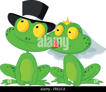 Sposato frog kissing Illustrazione Vettoriale