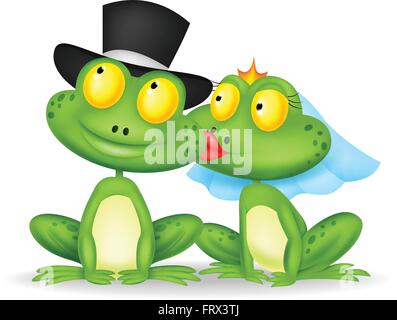 Sposato frog kissing Illustrazione Vettoriale