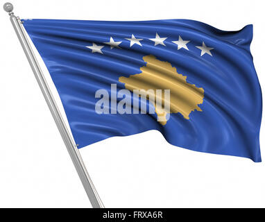 Bandiera del Kosovo , questo è un computer generato e l'immagine 3D rappresentata. Foto Stock