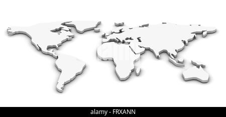 Mappa del mondo , immagine 3D rappresentata. Foto Stock