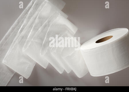 Uno bianco carta igienica roll in primo piano Foto Stock