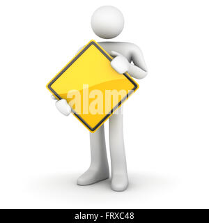 L uomo e il cartello stradale , questo è un computer generato e rendering 3d'immagine. Foto Stock