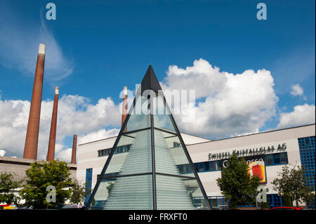 Zwiesel Fabbrica del Vetro, piramide in vetro, Zwiesel, Foresta Bavarese, Baviera, Germania Foto Stock