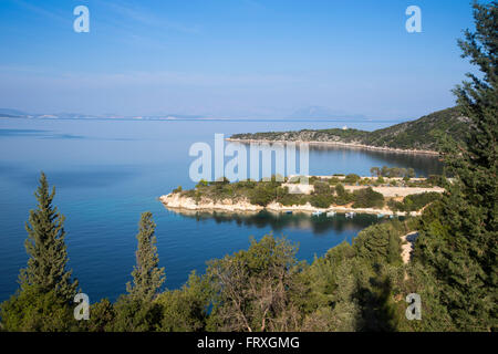 Costa incontaminato, vicino Frikes, Itaca, Isole Ionie, Grecia Foto Stock