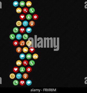 App moderno design icona sfondo nella piana di stile arte, include pulsanti sociale, GPS e i badge web. EPS10 vettore. Illustrazione Vettoriale