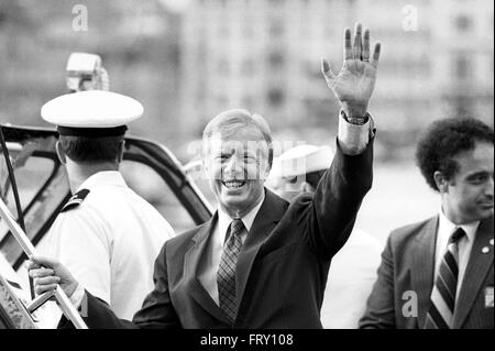 Jimmy Carter, presidente degli Stati Uniti a Venezia per il vertice G7 nel giugno 1980 Foto Stock