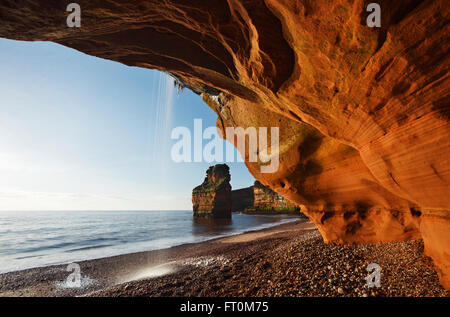 Ladram Bay. Jurassic Coast Sito Patrimonio Mondiale. Devon. Regno Unito. Foto Stock