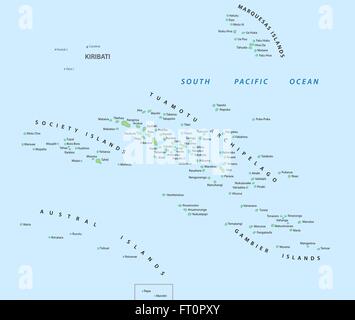 Polinesia francese mappa Illustrazione Vettoriale