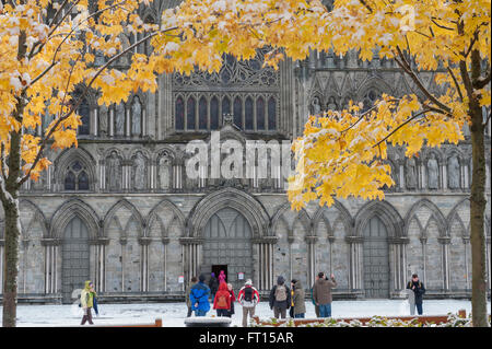 La cattedrale Nidaros. Fronte ovest. Trondheim nelle contee di Sør-Trøndelag county. Norvegia Foto Stock