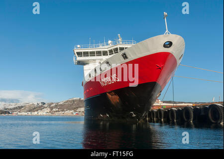 La nave Hurtigruten MS Nordlys ormeggiata al porto di Bodø. La Norvegia. Europa Foto Stock