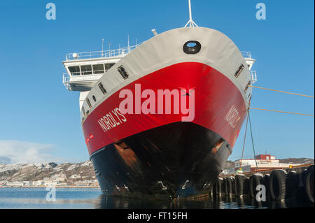 La nave Hurtigruten MS Nordlys ormeggiata al porto di Bodø. La Norvegia. Europa Foto Stock