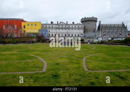 Il Dubh Linn giardini presso il Castello di Dublino, Dublino Repubblica di Irlanda, Europa Foto Stock