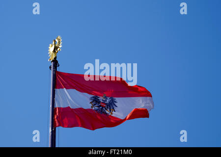 Bandiera austriaca sventolare nel vento Foto Stock
