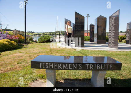 Il 25 agosto 1996, l' Fishermens Memorial è stato inaugurato a Lunenburg. Inscritto in questi nero colonne di granito sono i nomi o Foto Stock