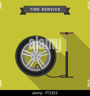 Servizio pneumatici figura piana. Illustrazione Vettoriale