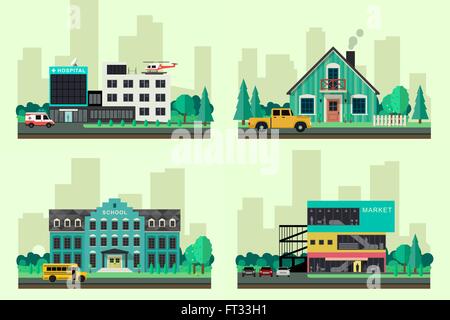 Vettore edifici piana. Illustrazione Vettoriale