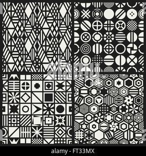 Senza soluzione di continuità geometrica schemi impostati Illustrazione Vettoriale