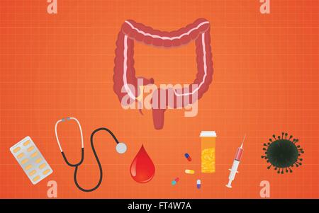 La salute del colon con la medicina e sanità simbolo Illustrazione Vettoriale