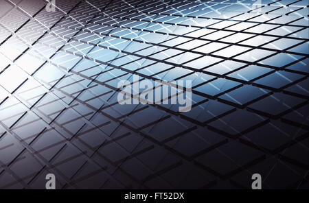 Abstract dark shining sfondo digitale con modelli di quadri strati, 3d illustrazione Foto Stock