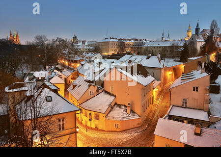 Novy Svet di notte, Praga, Repubblica Ceca Foto Stock